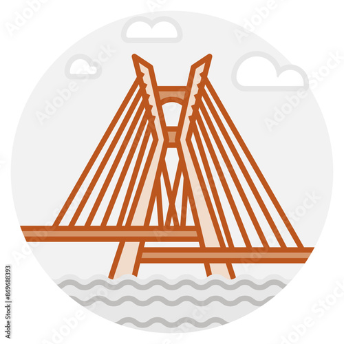 São Paulo – Brazil: Ponte Estaiada (filled outline icon)