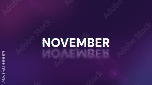 November text with screen effects of technological failures. Spectacular screen glitch with various kinds of interference. Looped