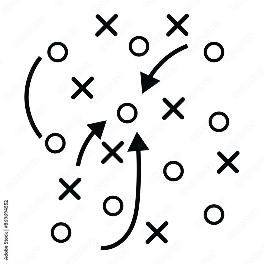 Soccer tactics icon, game success strategy in football, scheme play, vector illustration on white background. Vector Illustration. Soccer tactics icon, game success strategy in football, scheme play, vector illustration on white background. Vector Illustration.