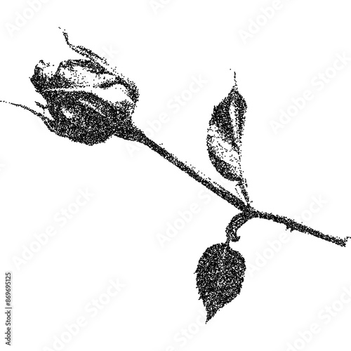 Flower with retro photocopy stipple effect, for grunge punk y2k collage design. Vector illustration in vintage halftone brutalist design for banner or poster