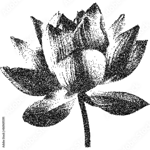 Flower with retro photocopy stipple effect, for grunge punk y2k collage design. Vector illustration in vintage halftone brutalist design for banner or poster