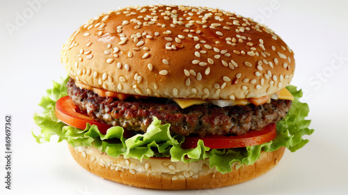 A burger is a popular sandwich made in the United States. It has a bun and a patty (flattened ground beef). Usually served with lettuce, tomato, cheese, and condiments.