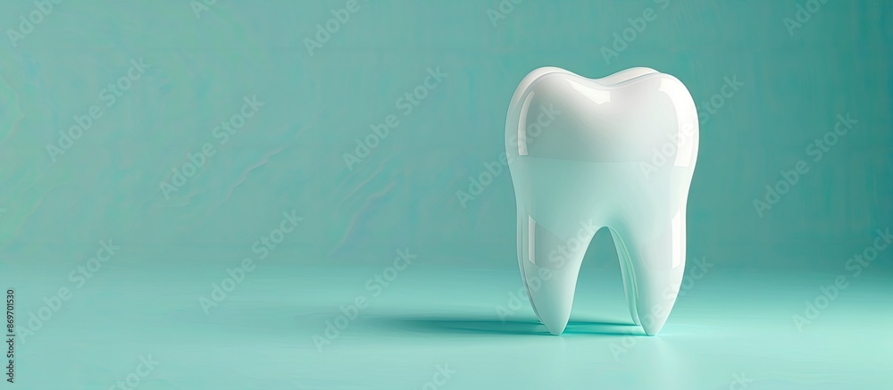 A white tooth displayed on a light blue background creates a dental health concept for a dentistry clinic with ample copy space image. A white tooth displayed on a light blue background creates a dental health concept for a dentistry clinic with ample copy space image.