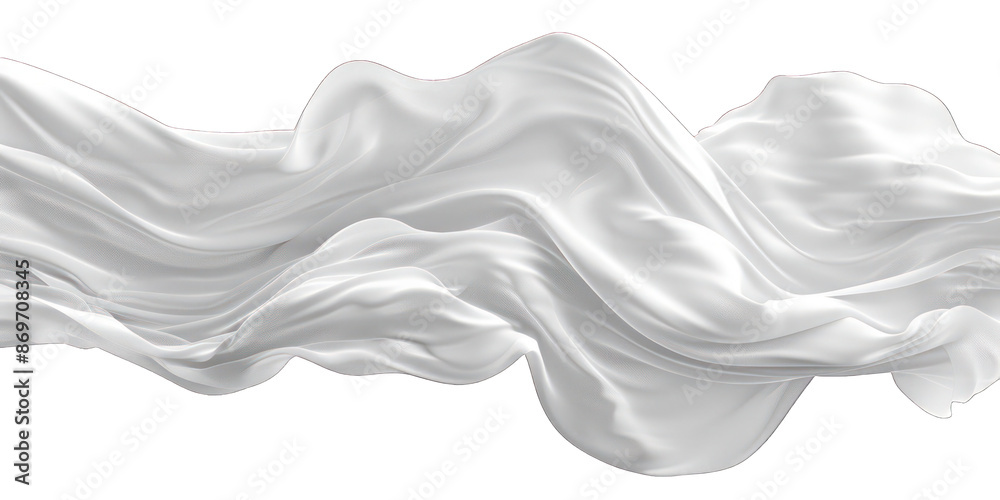 Obraz premium PNG White Silk Sating Flying in Air on Transparent Background - AI Generated