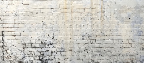 Background showing an aged, soiled white brick wall with copy space image. photo