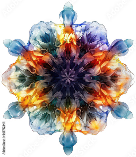 colorful flower with many petals on a white background