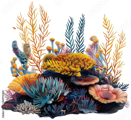 colorful coral reef with sea life and corals