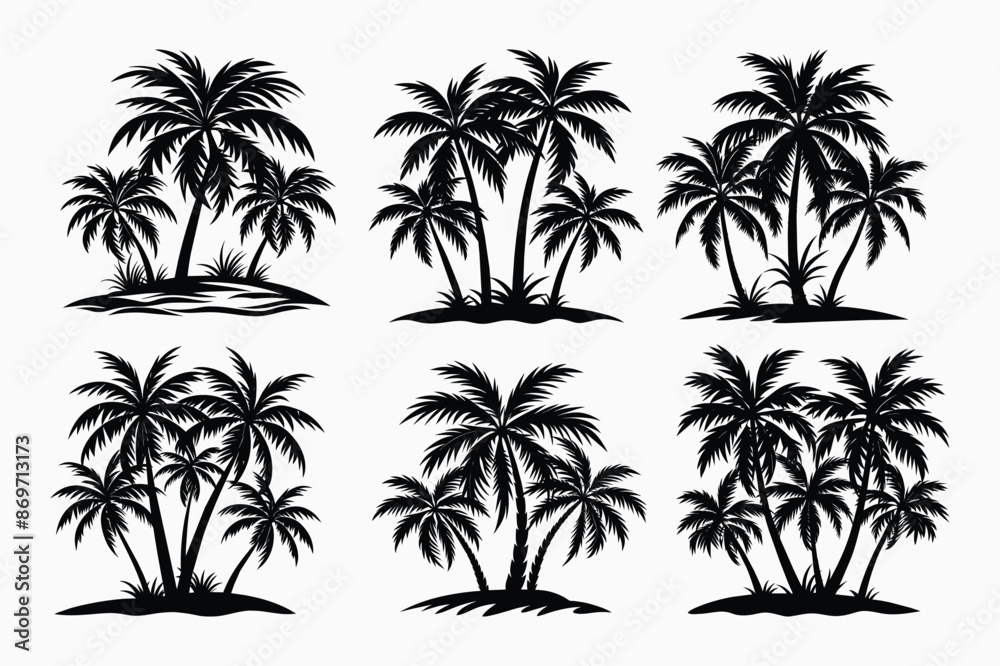 Obraz premium Palm Trees Silhouette Bundle tree Coastal Calm
