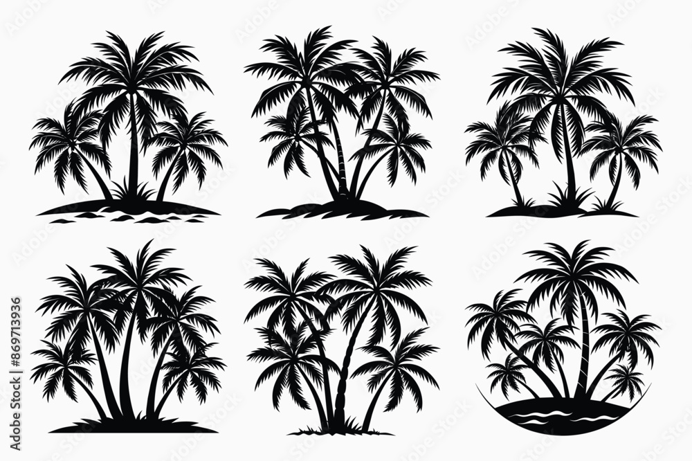 custom made wallpaper toronto digitalPalm Trees Silhouette Set Tropical Twilight