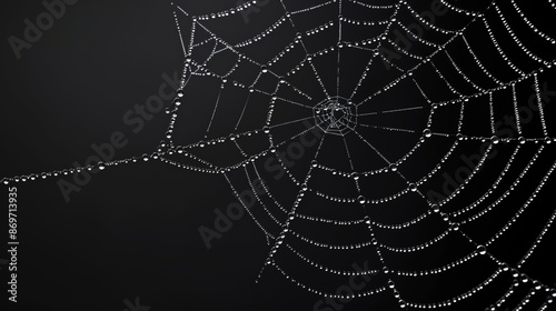 spider web on black background, highly detailed photo realistic