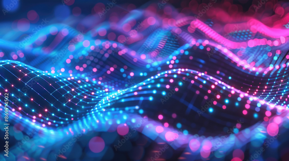 Abstract waving glowing particles technology and big data background Abstract waving glowing particles technology and big data background