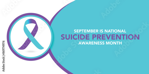 National suicide prevention awareness month - two hand with suicide awareness prevention ribbon roll around on dark purple background vector design
