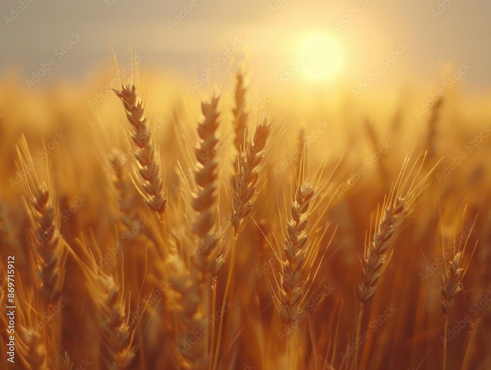 Golden wheat field, swaying in breeze, lowangle shot, warm sunlight, endless expanse, rustic charm Golden wheat field, swaying in breeze, lowangle shot, warm sunlight, endless expanse, rustic charm