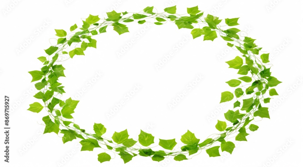 Green leaves forming a circle on white background Green leaves forming a circle on white background