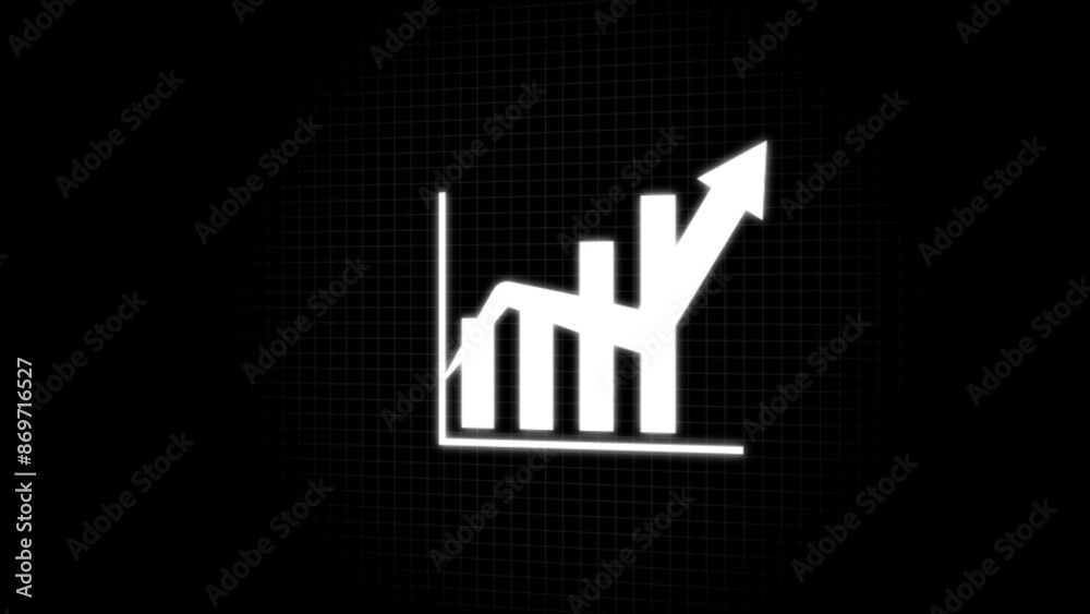Fototapeta premium Business graph icon animation on black background.growth concept