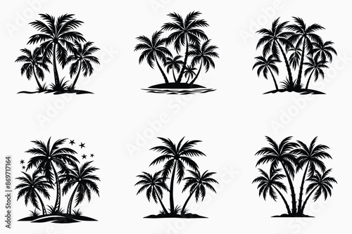 Silhouetted Palm Trees Collection tree Sunset Serenity