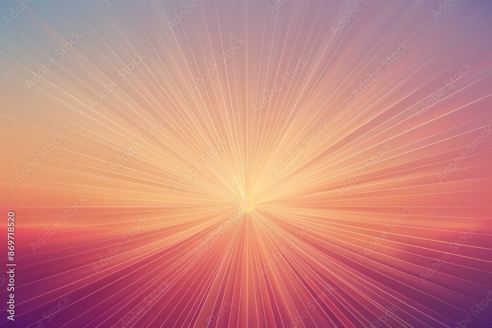 Subtle and soft gradient background with a central geometric burst of lines radiating from the middle, in a sunrise color palette.