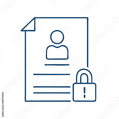 lock and key, Icon of a Secure Document with Lock for Privacy and Confidentiality Themes,  Symbolizing Data Protection, Minimalistic