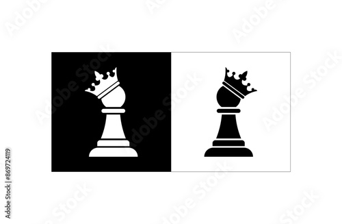 Vector illustration of a cartoon chess piece on a black and white background