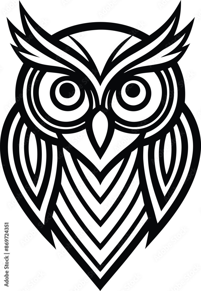 minimal linear owl logo illustration black and white