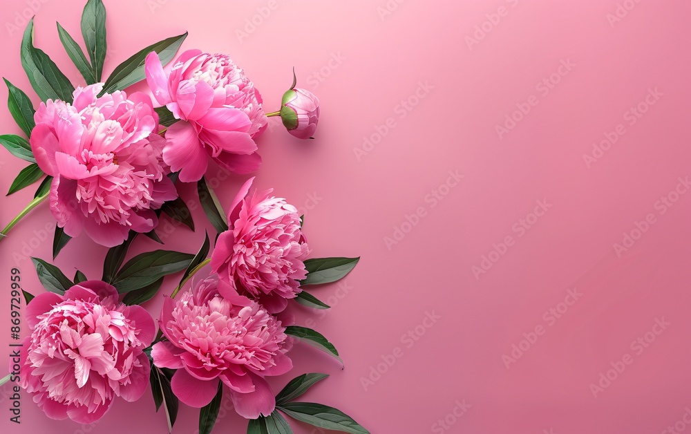 Image Peonies on a bright smooth pink background Image Peonies on a bright smooth pink background