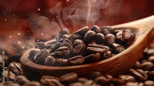 The Wooden Scoop with Coffee Beans photo
