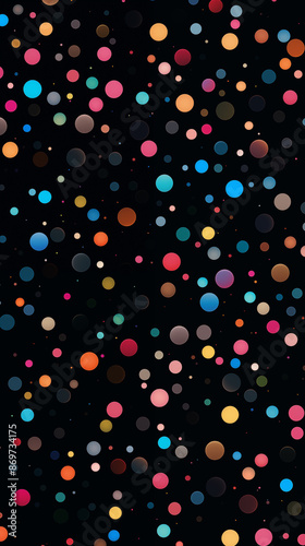 Colorful Dots Circles Spheres on Black Background, Abstract Image, Texture, Pattern Background, Wallpaper, Background, Cell Phone Cover and Screen, Smartphone, Computer, Laptop, 9:16 and 16:9 Format -