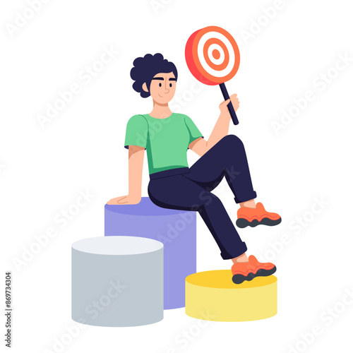 A flat style illustration of business goal 