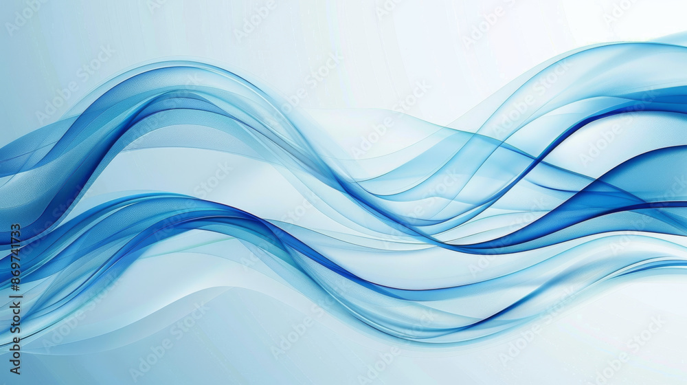 Fototapeta premium A modern and stylish background with a blue wave design. It has smooth curves and light blue shades. Use it for brochures, websites, mobile apps, and leaflets.