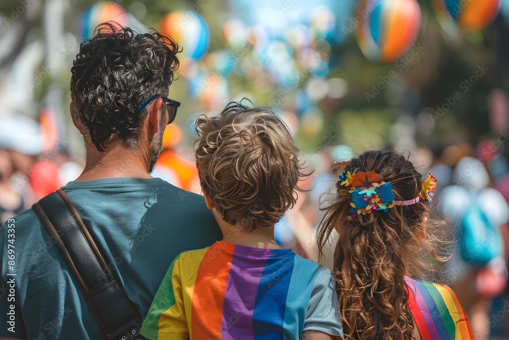 A family participating in a community event, such as a parade or festival, showcasing their shared involvement and sense of belonging