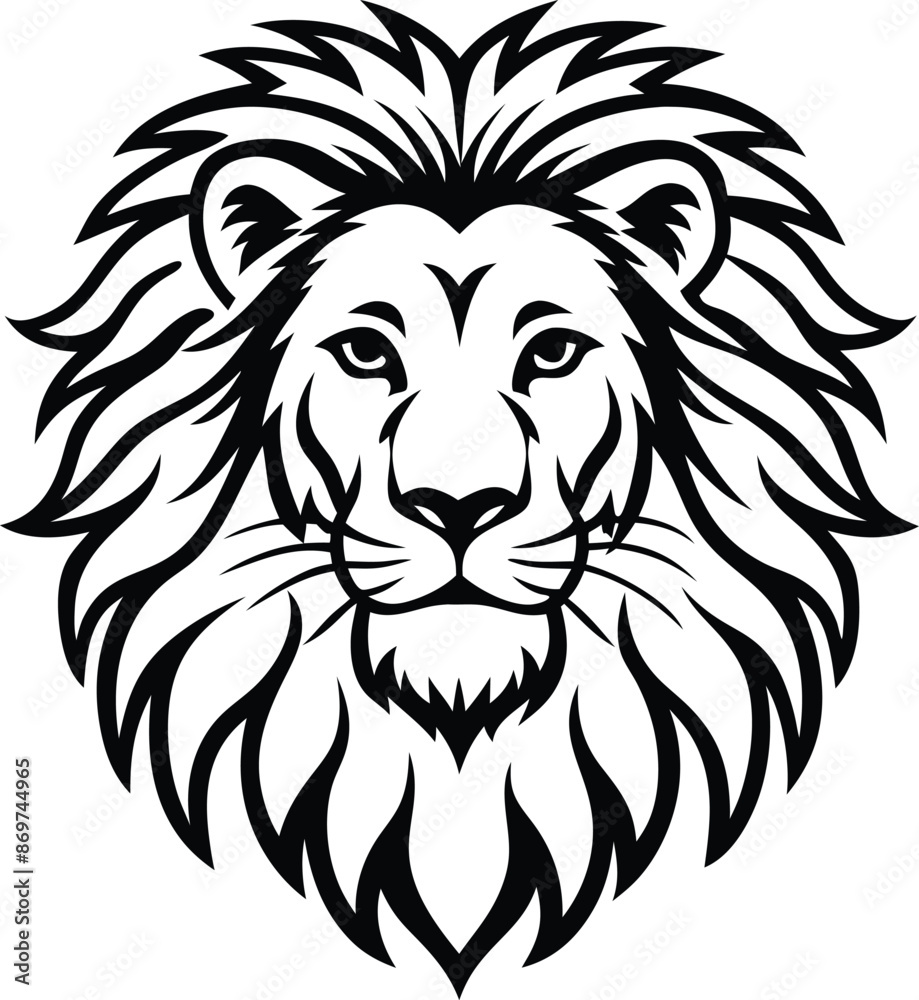 minimal lion head logo line art style black and white