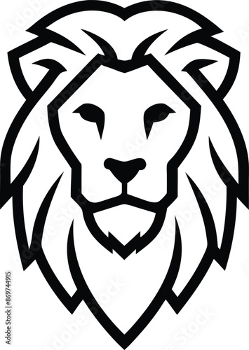 minimal lion head logo line art style black and white