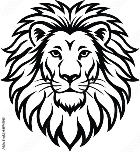 minimal lion head logo line art style black and white
