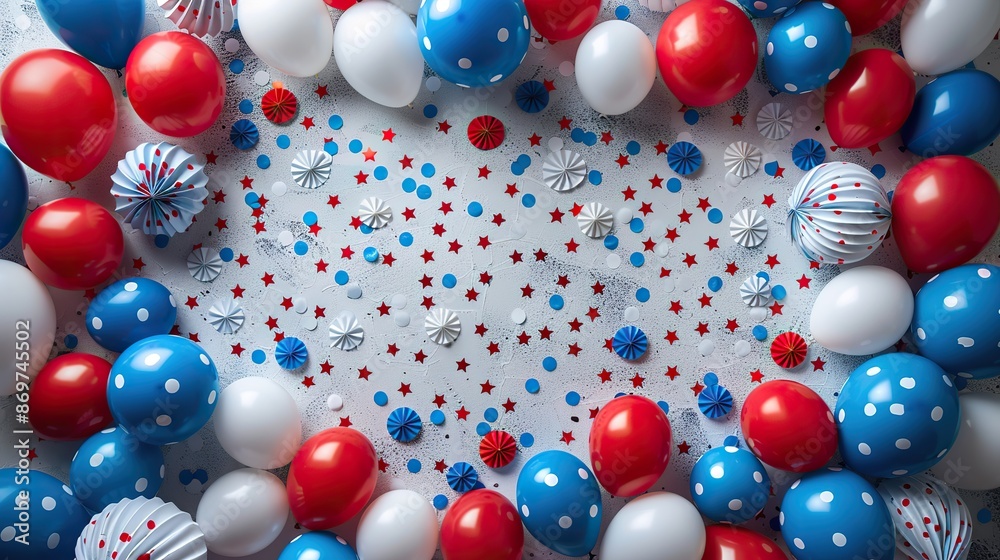 flat lay american balloon signs usa paper fans on white backgroundof july independence day of the usa.image flat lay american balloon signs usa paper fans on white backgroundof july independence day of the usa.image