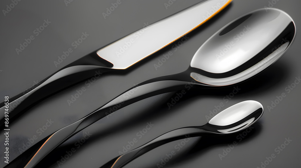 Cutlery knife, spoons, forks on a dark concrete background. AI Generated Cutlery knife, spoons, forks on a dark concrete background. AI Generated