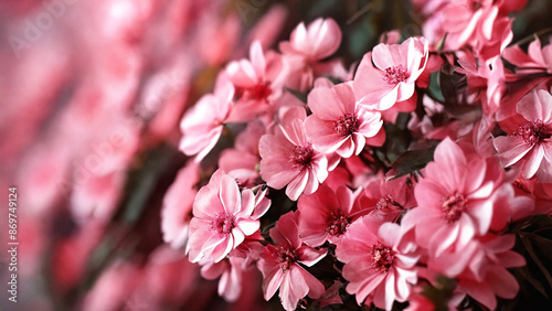 Beautiful pink flowers background, 16:9 with copyspace, 300 dpi photo