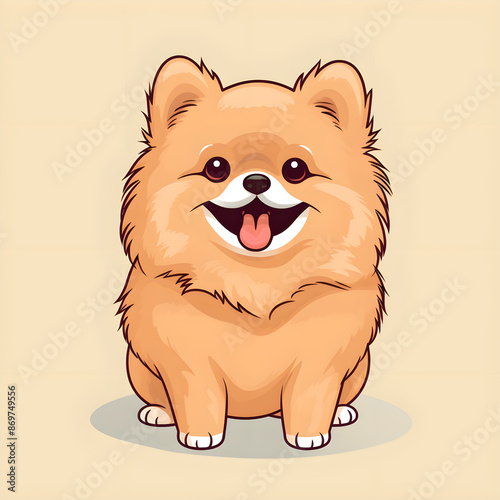 Cute happy cartoon Pomeranian Dog