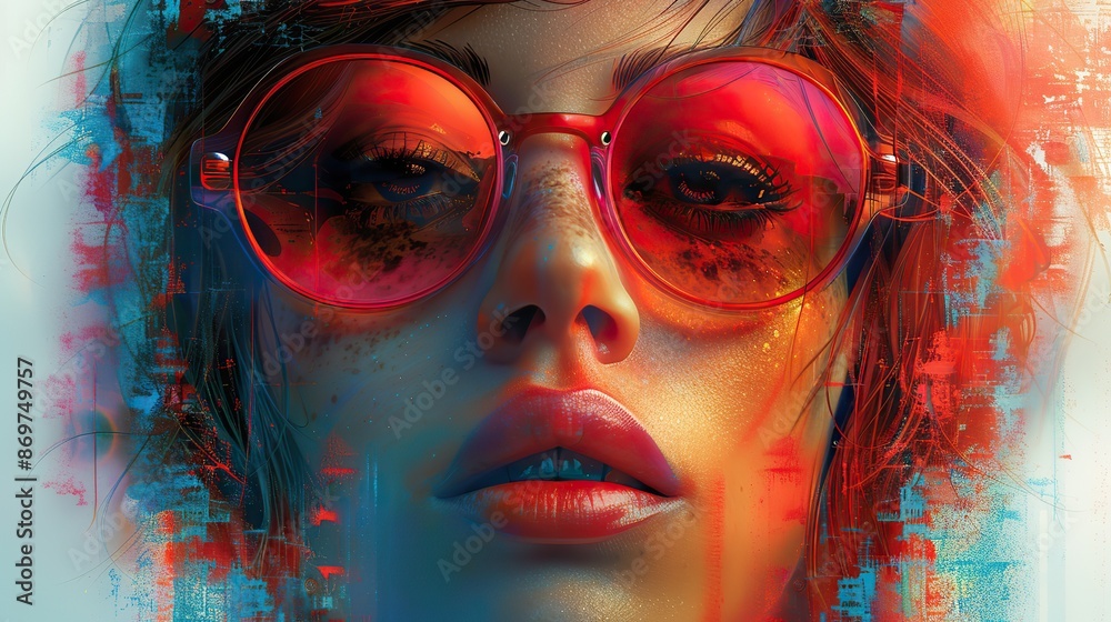 portrait of a woman wearing sunglasses digital art collage cover.image portrait of a woman wearing sunglasses digital art collage cover.image