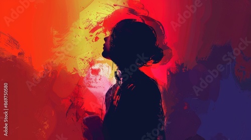 Vibrant Silhouette Artistry in Bold Colors and Silhouette Lighting from High Angle View © Chiradet
