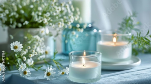 A gentle breeze carrying the scent of wild chamomile and mint through the air creating a calming atmosphere.