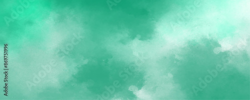 Abstract Mint Bluesky Water color background, Illustration. cloudy Minty sky background with clouds, cloudy light blue watercolor natural clouds and smoke. beautiful cloudy Mint turquoise background