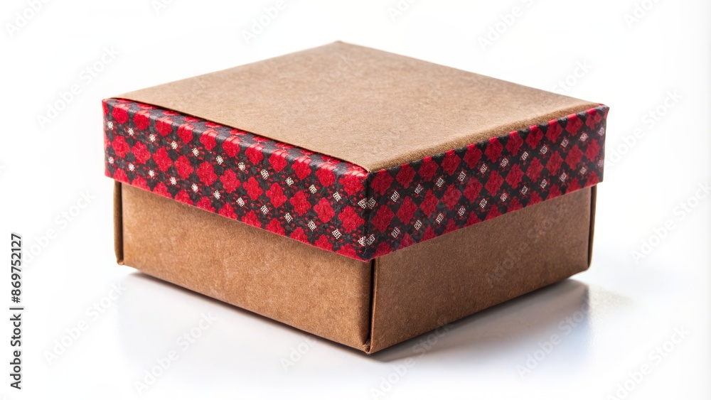 Cardboard storage box, handmade, isolated, small, red, black Cardboard storage box, handmade, isolated, small, red, black