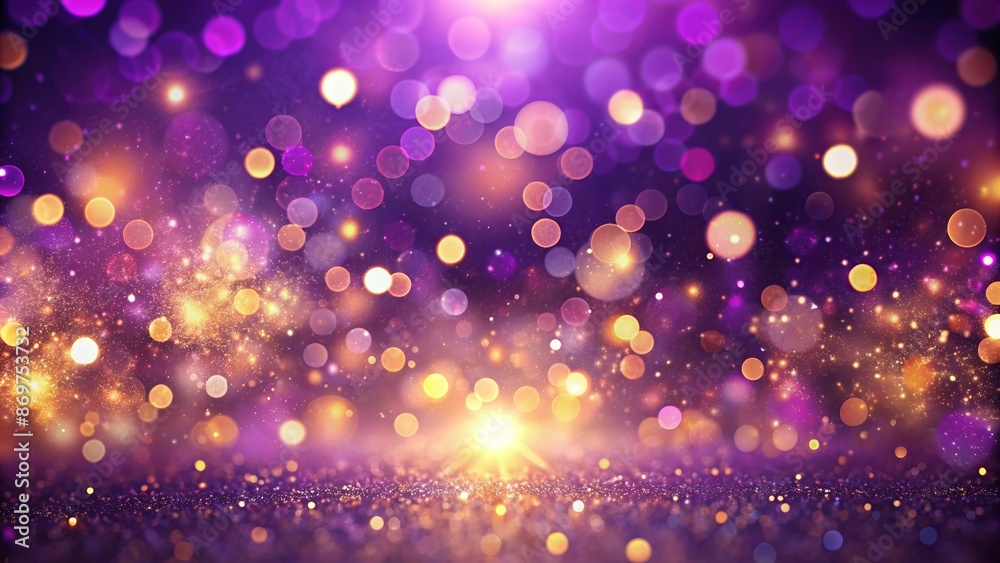 Vibrant purple bokeh background radiates warmth, surrounded by glowing light particles, evoking sense of luxury, celebration, and magical ambiance. Vibrant purple bokeh background radiates warmth, surrounded by glowing light particles, evoking sense of luxury, celebration, and magical ambiance.