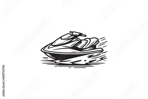 A vector silhouette of jet ski boat