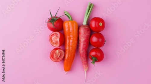 Genetically modified vegetables that change color based on their nutrient content provide a visually stunning and healthfocused twist on produce, with copy space photo