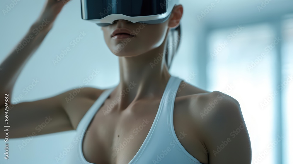 Naklejka premium Smart fitness mirrors guide your workouts by projecting virtual trainers and monitoring your form