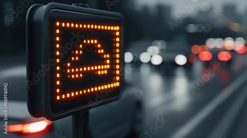 Smart traffic signs adapt in realtime to changing conditions, providing drivers with personalized route suggestions and reducing travel time, with copy space