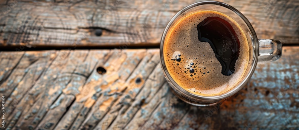 Partially filled see-through cup of coffee with copy space image.