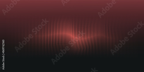 Pop Art Dots Halftone Pattern Vector Border Dark Blue Red Abstract Background. Dot Work Faded Particles Geometric Wavy Structure Smooth Texture.