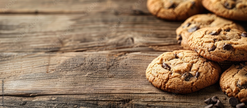 Homemade cookies close-up on a wooden table with ample space for copying images. Homemade cookies close-up on a wooden table with ample space for copying images.